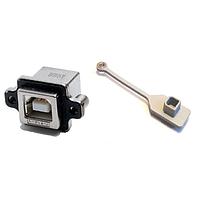 Amphenol Commercial Products MUSBD111M1 USBタイプBコネクタ 4P/ポート 受け R/A PCB グレー防塵カバー付き