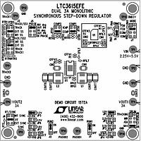 Analog Devices DC1572A Voltage Regulator - Switching Regulator LTC3615EFE Demo Board - Dual, 4MHz, 3A S