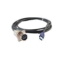 Amphenol Socapex CAUSB3FTV2AZN80 USB Cables USB3.2 Gen 1 Copper Amplifier (USB-A) square flange receptacle, A coding, Aluminum shell with Black Zinc Nickel plating, 8m cordset