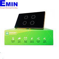 HUNONIC HNLUX04CD BLE Luxury Touch Switch 4 ປຸ່ມສີ່ຫລ່ຽມ (Black)