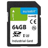 Thẻ SD Công nghiệp, S-50, 64 GB, Flash 3D TLC, -40°C đến +85°C Swissbit SFSD064GL2AM1TO-I-6F-221-STD