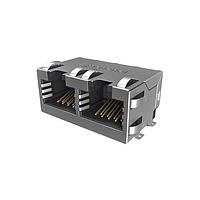 Amphenol Commercial Products RJE3B2881102N モジュラージャック モジュラージャック - 2P 8P8C、RA、CAT6、SMT、シングルポート、トップおよびサイドEMIタブ付きシールド、ハウジングペグ付き、LEDなし