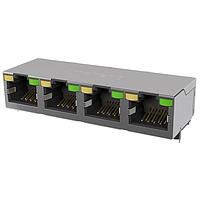 Đầu nối tiêu chuẩn CAT5E RJ45 - 4 cổng có đèn LED vàng, có chắn chống nhiễu không có tab EMI Amphenol Commercial Products RJE584886411