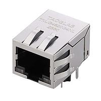 Jack RJ45 từ tính ICM, 1G Base-T, 1x1, Thân ngắn, Chốt xuống, 10 chân THT, T+CMC, Dòng điện điều khiển, Ngón tay chống nhiễu EMI có chắn, LED, Cấp công nghiệp Taoglas TMJG4820G4NL
