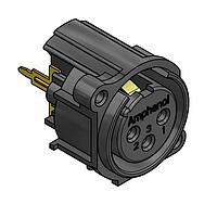 Amphenol Audio AC3FAVL2-AU-PRE ຕົວເຊື່ອມຕໍ່ 3 ໂພນ XLR ຜູ້ຍິງ ຕິດຕັ້ງບ້ອງພວງ A ປະເພດ ຕິດຕໍ່ທອງ ພື້ນຜິວດຳ ບົດສະແດງ PCB ຕັ້ງຕົວ