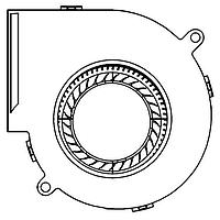 Quạt Ly Tâm Quạt Thổi, 97x94x33mm, 12VDC, 45.49CFM, Bi, 4 Dây, Khóa Rotor, Tach/PWM Delta Electronics, Inc. BFB1012EH-C18J