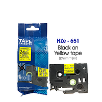 BROTHER HZe-651 黑字黄景打印标签 (24mm x 8m)