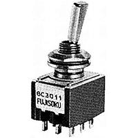 Nidec Components 8C3011-Z 高信頼性ミニチュアトグルスイッチ 3PDT、ON-ON、11.4mm 平面トグル、1/4"-40 ネジ付きブッシング、はんだラグ端子、6A @ 125V AC