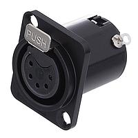 Amphenol Audio AC5FDZB ຕົວເຊື່ອມຕໍ່ 5 ໂພນ XLR ຜູ້ຍິງ ຕິດຕັ້ງຢູ່ໃນກະບອກ D Type ຕິດຕໍ່ທີ່ຜະລິດດ້ວຍເຄື່ອງມື ສີດຳ