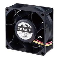 Sanyo Denki 9HVA0848P1G6011 軸流DC軸流ファン、80x80x38mm、48VDC、1250Pa、4線、リブレス、タコ/PWMクローズドループ