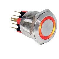 E-Switch PV7F2Y0SS-341-M03 アンチバンダル ANTI-VANDAL、2A 48VDC、DPST-NO/NC オフ-(オン)、オン-(オフ)、パネルマウント、フロントはんだ付け