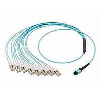 Molex 1062836380 Fiber Optic Cable Assemblies QSFP-DD MPO-to-(8) LCD Uni JMPR ASSY 50/125um 3mm Multi 16 Fiber OM3 20.0m Aqua