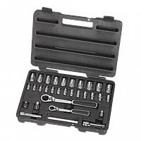 SATA 09132 30PC 1/4" & 3/8" DR 6PT 메트릭 패스 - 쓰루 소켓 세트