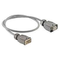 HARTING 20871453001100 ヘビーデューティパワーコネクタ Han Q8/0 パワーケーブルアセンブリ、シングルレバーメタルフード、トップエントリー、オス/メス両端、UL2237認定、1.0m