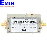 Fairview SPA-030-27-01-SMA Medium Power Amplifier at 1 Watt P1dB Operating From 20 MHz to 3 GHz with 27 dB Gain, 39 dBm IP3 and SMA
