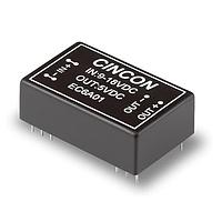 Cincon EC6A26 アイソレーテッドDC-DCコンバーター、7.5ワット、2:1入力範囲、36-72VDC入力、±15VDC出力、DIP 1.25x0.80x0.40インチ