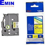 BROTHER TZe-651 ラベリングテープカセット–黒地に黄色 (Black text on 24mm yellow background)