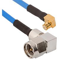 Amphenol SV Microwave FRSMP-047-MRSMA-180 RF Cable Assemblies SMP R/A F  SMA R/A M 18"Cable