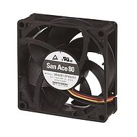 Sanyo Denki 9RA0848G40011 Axial DC Axial Fan, 80x80x25mm, 48VDC, Low Noise, Ribless, Tachometer