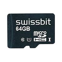 Thẻ MicroSD Công nghiệp microSD S-58u, 64 GB, Bộ nhớ Flash 3D PSLC, nhiệt độ hoạt động -25°C đến +85°C Swissbit SFSD064GN1AM1MT-E-ZK-21P-STD