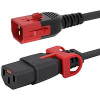 Schaffner IL13PS-C14-DUAL-LOCK-UC-3100-150 AC電源コード C14 IECロック+ デュアルロッキングコネクター、3x1.00 mm²、1.5 m、ブラック
