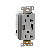 Cổng USB Type A USB A/A 4.8A SẠC TRUYỀN TÍN HIỆU SONG SONG 20A ĐẦU NHẬN MÀU XÁM Square D SQR55241GY