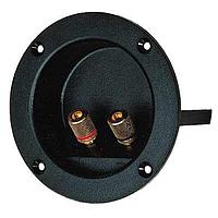 VISATON 5183 Terminal Round terminal with gold plated binding post and two mounting flanges for a PCB.