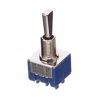 Nidec Components 8C2021-Z 高信頼性ミニチュアトグルスイッチ DPDT、ON-OFF-ON、11.4mm平面トグル、1/4"-40ねじ付きブッシング、はんだラグ端子、6A @ 125V AC