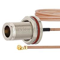 Fairview FMCA1012 N Female Bulkhead to UMCX 2.5 Plug Cable RG178-DS Coax and RoHS Compliant