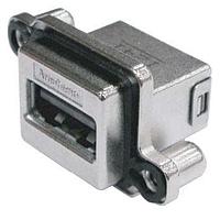 Amphenol Commercial Products MUSBR-3593-30 USBタイプAコネクタ MUSBR ラギッドUSB 3.0コネクタ、IP67、タイプAレセプタクル、垂直、PCBテール、#4-40 UNCネジ、ダストカバーなし
