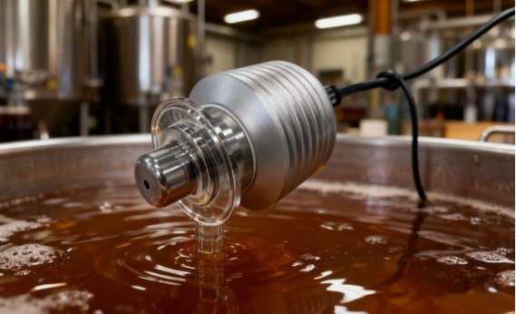 Inline refractometer used for real-time brewery fermentation monitoring
