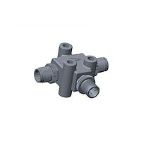 Amphenol LTW TA-A06M-A06M-A06M-01 T-어댑터 원형 미터법 커넥터, T 어댑터, 금속, A 코딩, 2A, 06핀, (끝 1) 수컷 수컷, (끝 2) 수컷 수컷, (끝 3) 수컷 수컷, 나사산, IP68 결합