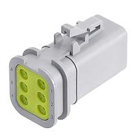 Đầu cắm cái 6 vị trí đúc quá khuôn, Tương thích đúc quá khuôn, Phớt giảm đường kính, Màu xám Amphenol SINE Systems ATP06-6S-OMRDGRY