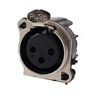 Đầu nối 3 chân XLR, cái, ngang, chân nối đất, mặt kim loại Io Audio Technologies IO-XLR3-F-BH