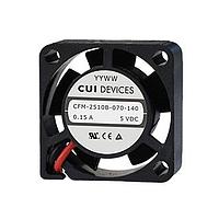 Quạt trục DC trục dọc, vuông 25 mm, 10 mm, 4.5-5.5 Vdc, 0.85 W, 13000 RPM, 2.51 CFM, AR Same Sky (formerly CUI Devices) CFM-2510B-0130-275