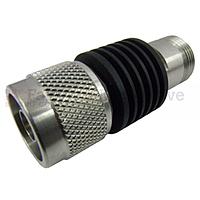 Fairview SA6N5WA-50 50 dB Fixed Attenuator N Male To N Female Up To 6 GHz Rated To 5 Watts With Black Aluminum Heatsink Body