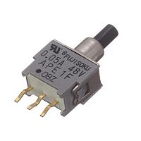 Nidec Components APE1F-2M-10-Z サブミニチュア SPDT、ON-(ON)、プッシュボタン、スムースブッシング、ストレートPC端子、50mA @ 60V AC/DC
