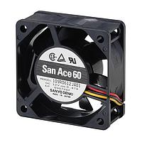 Sanyo Denki 109R0812M4011 軸流ファン, 80x80x25mm, 12VDC, 29.3CFM, 23dBA, 2350RPM, リブレス, リード線付き, タコメーター