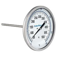 Cole parmer EW-90590-64 Industrial Bimetal Thermometer (10~290°C; 12”Stem; 5"Dial)