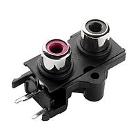 Same Sky (formerly CUI Devices) RCJ-2234 PCB Mount Jack RCA jack, 2P, 1 x 2, horizontal, through hole, YL/WH