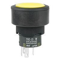 NKK Switches YB216CWCKW01/CUL-5D-JB Pushbutton Switches SPDT, Amber LED Clear/White Lens