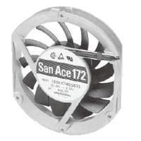 Sanyo Denki 109E4724L402 Axial DC Axial Fan, 172x147x25mm Round/Sidecut, 24VDC, Ribless