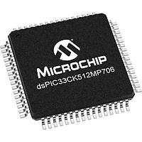 Microchip Technology dsPIC33CK512MP706T-I/PT Digital Signal Processors & Controllers - DSP, DSC 16 Bit DSC, Single Core, 512K Flash, 128K RAM, 100MHz, 64Pin, CAN,  T/R