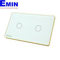HUNONIC HN02SCT WiFi Touch Switch 2 ປຸ່ມສີ່ຫລ່ຽມ (White)