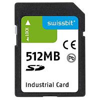 Thẻ SD Công nghiệp, S-250, 512 MB, Bộ nhớ Flash SLC, Nhiệt độ -25°C đến +85°C Swissbit SFSD0512L1BN1WI-E-ME-111-STD