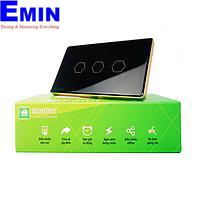 HUNONIC HNLUX03CD BLE Luxury Touch Switch 3 ປຸ່ມສີ່ຫລ່ຽມ (Black)