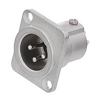 Amphenol Audio AC3MDZ BULK Connectors 3 Pole XLR Male Chassis Mount D Type Stamped Contacts Nickel Finish