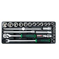 TOPTUL GCAT2505-  25PCS - 1/2inch DR. Flank Socket Set (METRIC)