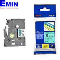 인쇄 라벨 BROTHER TZE-721 9mm 검정색 글자, 녹색 배경