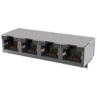 Amphenol Commercial Products RJE594886101 Connectors Standard Profile CAT6 RJ45 - 4 Port without LED, Shielded without EMI Tabs, Gold Plating